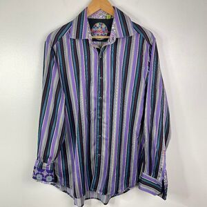 Robert Graham  Long Sleeve Classic Fit Button Down Shirt  Multicolor Stripe L